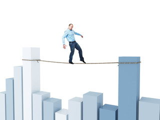man on financial rope