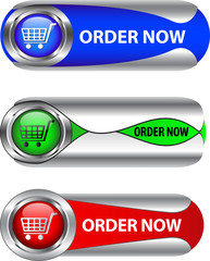 Metallic order now button/icon set