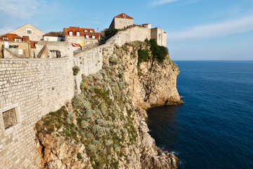 Fototapeta premium Amazing Dubrovnik Defensive Wall Built on Cliff, Croatia