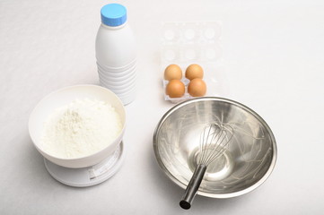 ingredients and utensils for pancake