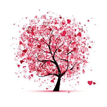 Valentine tree with hearts for your design