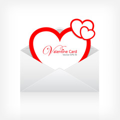Envelope letter modern heart card valentine day, vector
