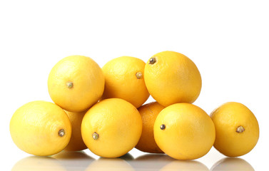 ripe lemons isolated on white