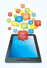 tablet computer concept with colorful icons