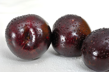 Makro von Pflaumen weißer Hintergrund