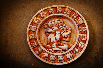 Obraz na płótnie Canvas Rze¼bione kalendarz Majów na teksturą tle