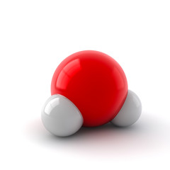 3d illustration of a water molecule isolated on white background