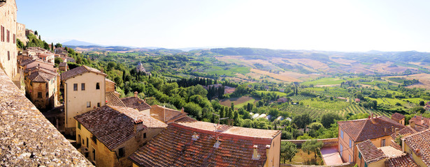 Panoramic Tuscan view - obrazy, fototapety, plakaty