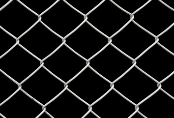 chain link fence isolated on black
