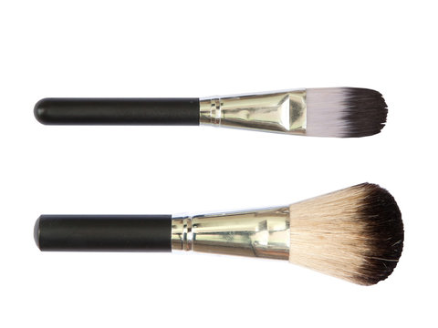 Professional make up brushes on white background