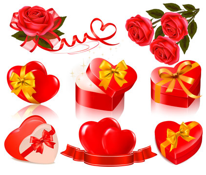 Set of Valentine's day elements. Vector illustration.