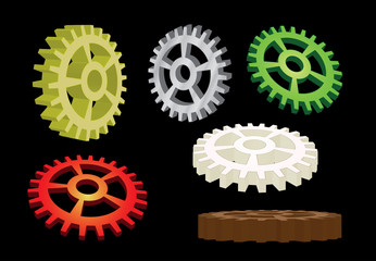 set of 3d gears illustration