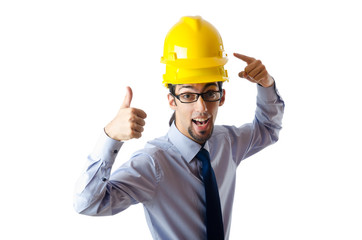 Construction safety concept with builder