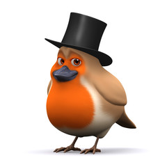 3d Robin in top hat
