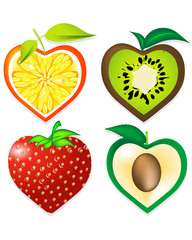 fresh fruit in the shape of heart