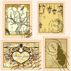 Fototapeta na wymiar Set of vintage stamps