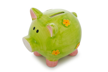 Piggy bank isolated on the white background