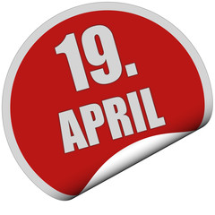Sticker rot rund curl unten 19. APRIL