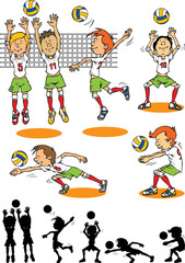 Boy character playing volleyball