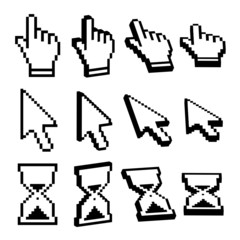 Symbole, Software, Icon, Hand, Pfeil, Sanduhr, Uhr, Zeiger, Tool