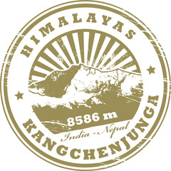 Stamp with the Mount Kangchenjunga, vector