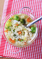 Vegetable soup with pasta shells