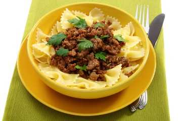 Pasta with minced meat.