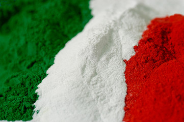Italian flag made with colored sand