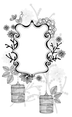 Photo sur Plexiglas Oiseaux en cages Belle illustration florale avec cage