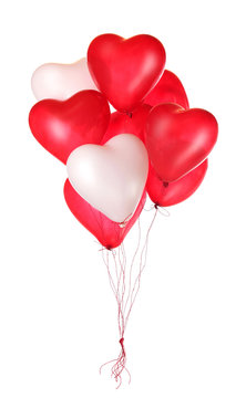 Group of red heart balloons
