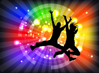 Jump bright dynamic people background