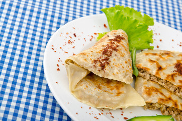 Tasty pancakes served in the plate
