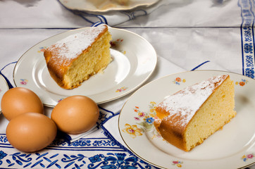 Two slices of lemon cake