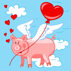 Flying pig in love
