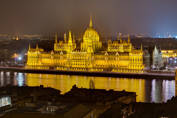 Fototapeta na wymiar Hungarian Parliament night view, Budapest, Hungary