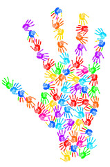 Hand print on the white