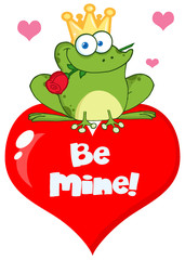 Frog Prince On A Red Heart