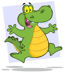 Naklejka premium Happy Alligator Or Crocodile Jumping