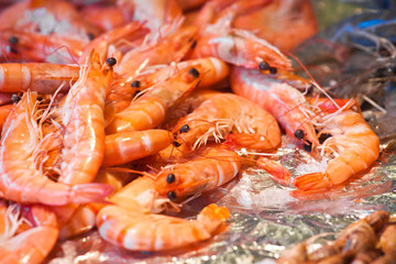 Shrimps on a fish market