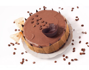 chocolate cake with coffee beans