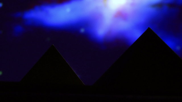 Egyptian pyramid, blue night