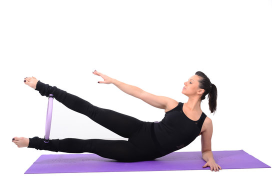 Beautiful girl doing pilates