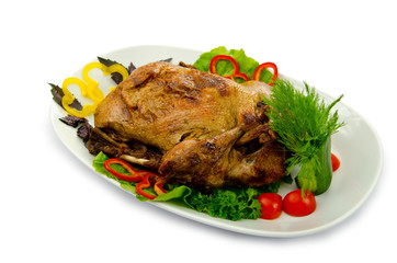 Roasted turkey served in plate