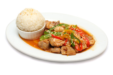 Chicken - gourmet restaurant food on white