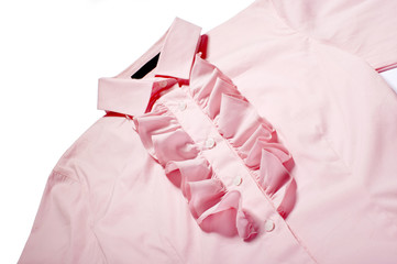 Shirt with pink jabot
