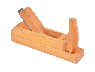 Old wooden jointer, isolated on white background