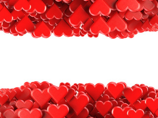 Valentines background with red hearts