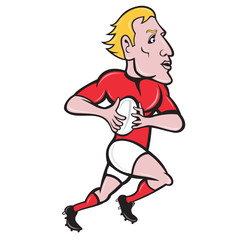Fototapeta na wymiar Rugby player running with ball