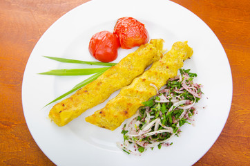Traditional azeri kebab made with mashed potato