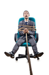 Businessman in the tug of war concept